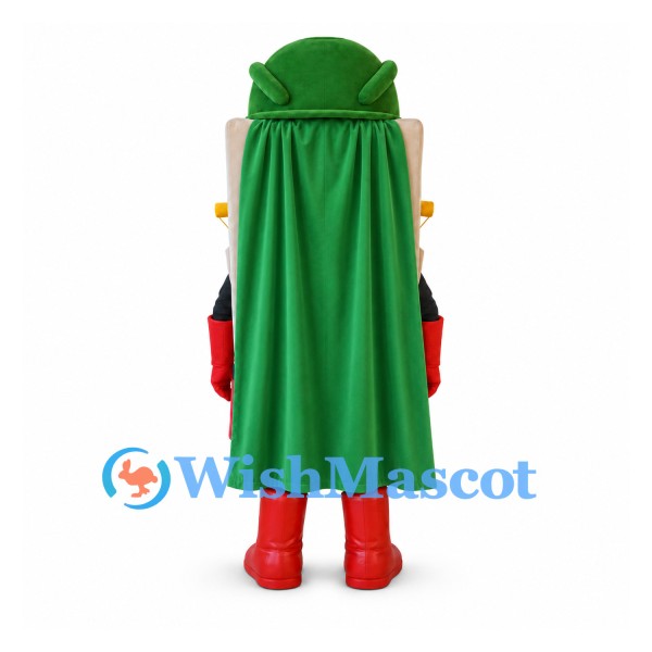 Tree Superhero Mascot Costume with Green Cape and Red Boots