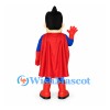 Superhero Mascot Costume with Blue Suit and Red Cape