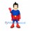 Superhero Mascot Costume with Blue Suit and Red Cape