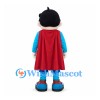 Superhero Mascot Costume with Black Hair and Turquoise Shirt