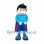 Superhero Mascot Costume with Black Hair and Turquoise Shirt