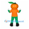 Tomato Mascot Costume with Orange Shirt and Green Trousers