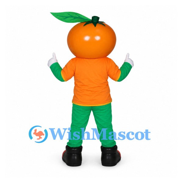 Tomato Mascot Costume with Orange Shirt and Green Trousers