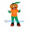 Tomato Mascot Costume with Orange Shirt and Green Trousers