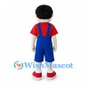 Boy Mascot Costume with Red Shirt and Blue Overalls