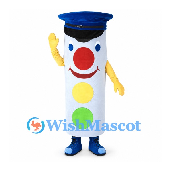 Traffic Light Mascot Costume in White with Blue Cap