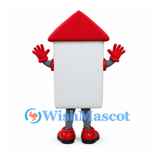 House Mascot Costume in Gray with Red Roof