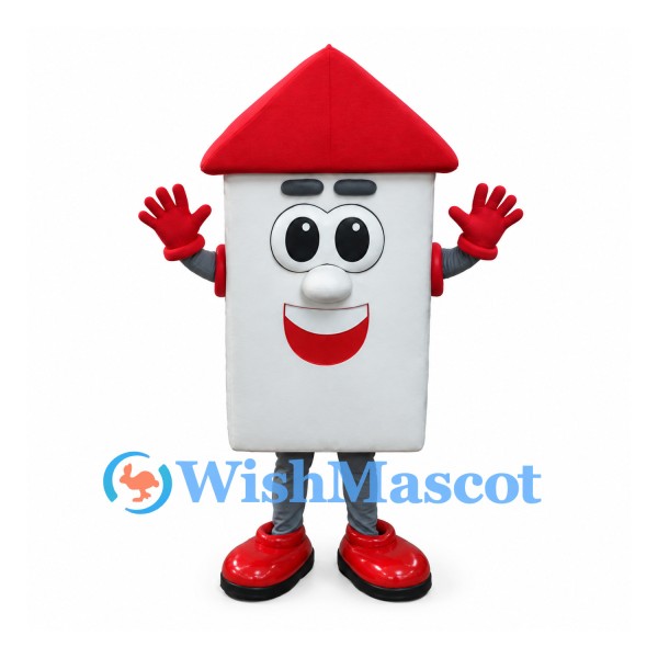 House Mascot Costume in Gray with Red Roof