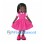 Girl Mascot Costume with Beaded Braids and Pink Dress