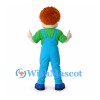 Boy Mascot Costume with Orange Hair and Blue Overalls