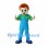 Boy Mascot Costume with Orange Hair and Blue Overalls