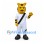 Tiger Mascot Costume with White Sports Uniform and Black Sash