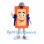 Book Mascot Costume in Orange with Blue Jacket and Gray Hat