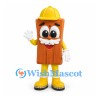 Wood Plank Mascot Costume with Yellow Hard Hat