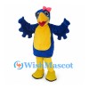Parrot Mascot Costume in Blue and Yellow with Red Cap