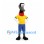 Black Bird Mascot Costume with Yellow Shirt and Blue Shorts
