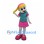 Girl Mascot Costume with Blonde Pigtails and Pink Skirt