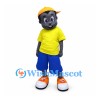Boy Mascot Costume with Yellow Cap and Blue Shorts