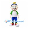 Boy Mascot Costume with Blue Cap and Green Sleeves