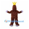 Gorilla Mascot Costume in Brown with Gold Crown