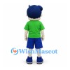 Boy Mascot Costume with Blue Hair and Green T-Shirt