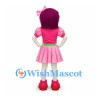 Girl Mascot Costume with Purple Hair and Pink Dress