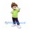 Boy Mascot Costume with Brown Spiky Hair and Lime Green Shirt
