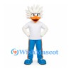 Bird Mascot Costume with White Spiky Feathers and Blue Trousers