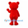 Bear Mascot Costume in Red with White Face and Belly