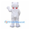 Polar Bear Mascot Costume with Red and White Scarf