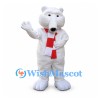 Polar Bear Mascot Costume with Red and White Scarf