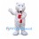 Polar Bear Mascot Costume with Red and White Scarf