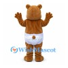 Baby Bear Mascot Costume in Brown with White Diaper