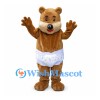 Baby Bear Mascot Costume in Brown with White Diaper