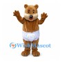 Baby Bear Mascot Costume in Brown with White Diaper