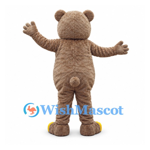 Bear Mascot Costume in Gray Brown with Yellow Belly and Paws