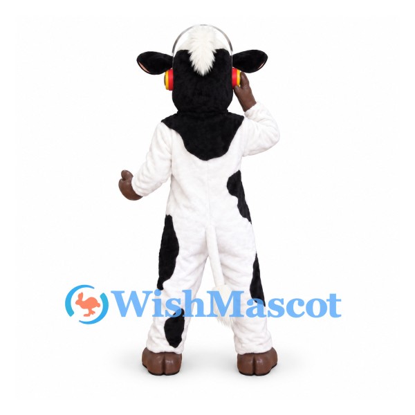 Cow Mascot Costume in Black and White with Long Snout