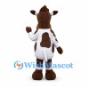 Cow Mascot Costume in Brown and White with Large Eyes