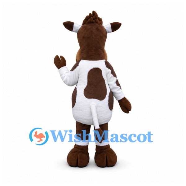 Cow Mascot Costume in Brown and White with Large Eyes