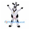 Cow Mascot Costume in Black and White with Gold Bell