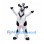 Cow Mascot Costume in Black and White with Gold Bell