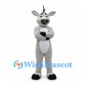 Donkey Mascot Costume in Gray with White Belly and Black Mane