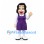 Woman Mascot Costume with Black Hair and Purple Dress