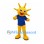 Yellow Alien Mascot Costume with Beaded Antennae and Blue Shirt