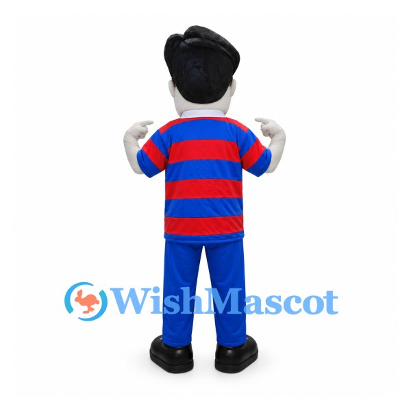 Man Mascot Costume with Glasses and Red and Blue Striped Shirt