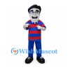 Man Mascot Costume with Glasses and Red and Blue Striped Shirt
