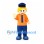 Worker Mascot Costume with Blue Cap and Orange Shirt