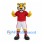 Tiger Mascot Costume with Red Soccer Shirt and White Shorts