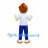 Boy Mascot Costume with Orange Spiky Hair and White T-Shirt
