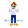 Boy Mascot Costume with Orange Spiky Hair and White T-Shirt